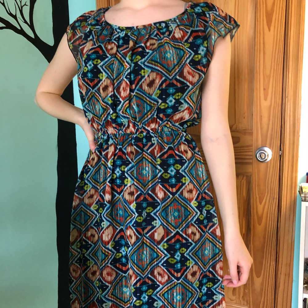 Colorful above the knee dress